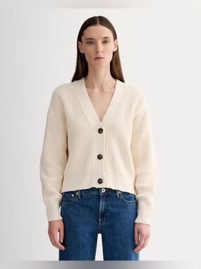New Everlane THE BOXY CARDIGAN Chunky Cream Sweater Size XL